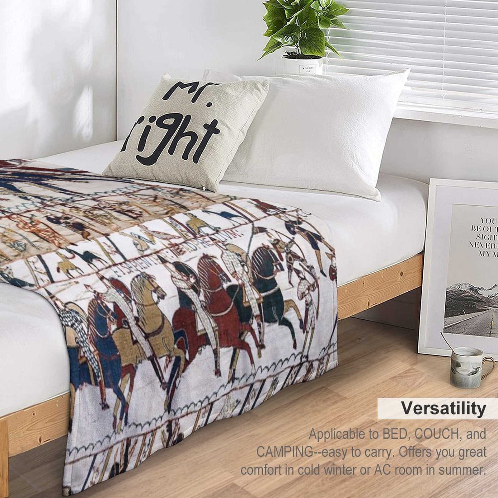 THE BAYEUX TAPESTRY NORMAN KNIGHTS AND ARCHERS Detail Versatility Throw Blanket