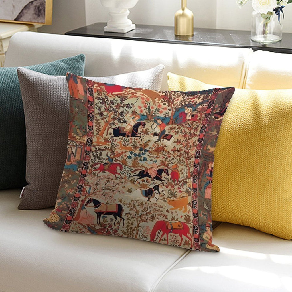 Oriental Rug Soft Hidden Zipper Throw Pillow
