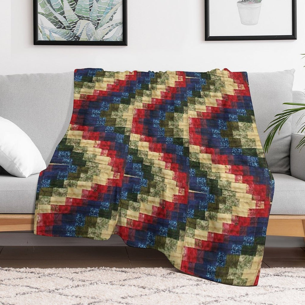 Patchwork Bargello Quilt Block Photo Anti-pilling Throw Blanket