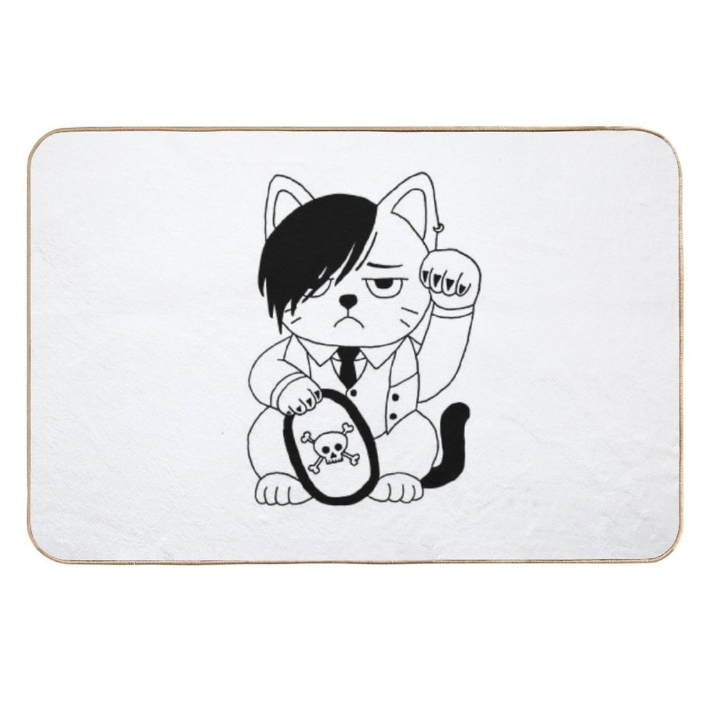Emo Maneki Neko Skull  Fade-Resistant Bath Mat