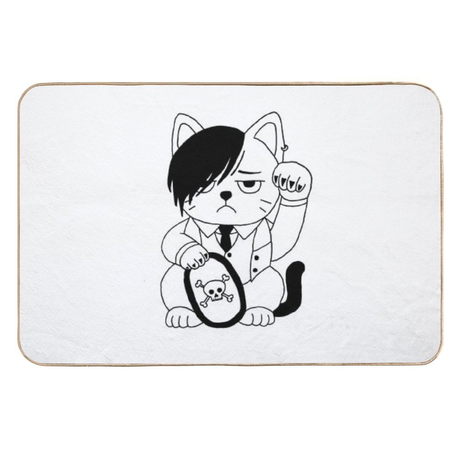 Emo Maneki Neko Skull  Fade-Resistant Bath Mat