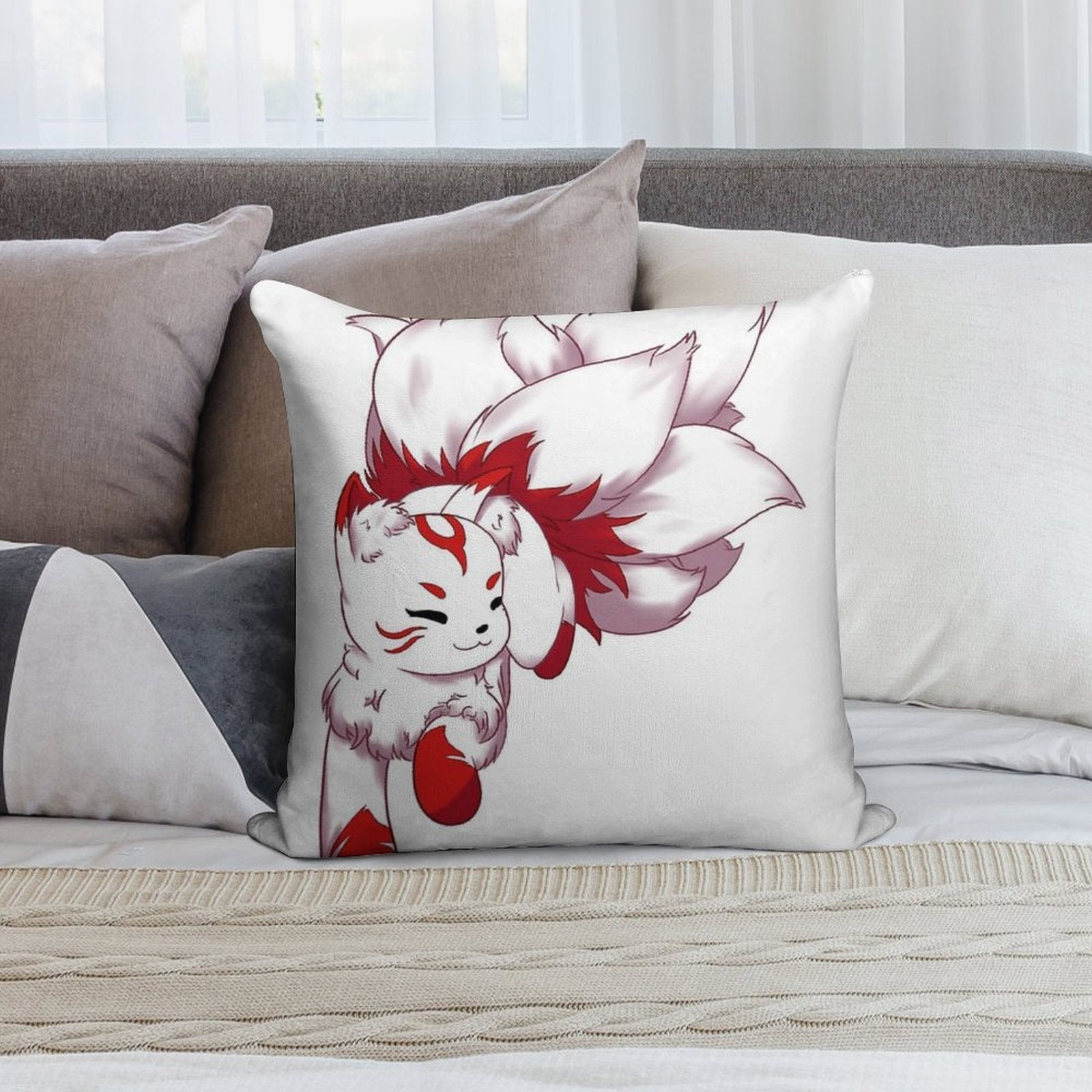 Kitsune Soft Anti-Pilling Throw Pillow