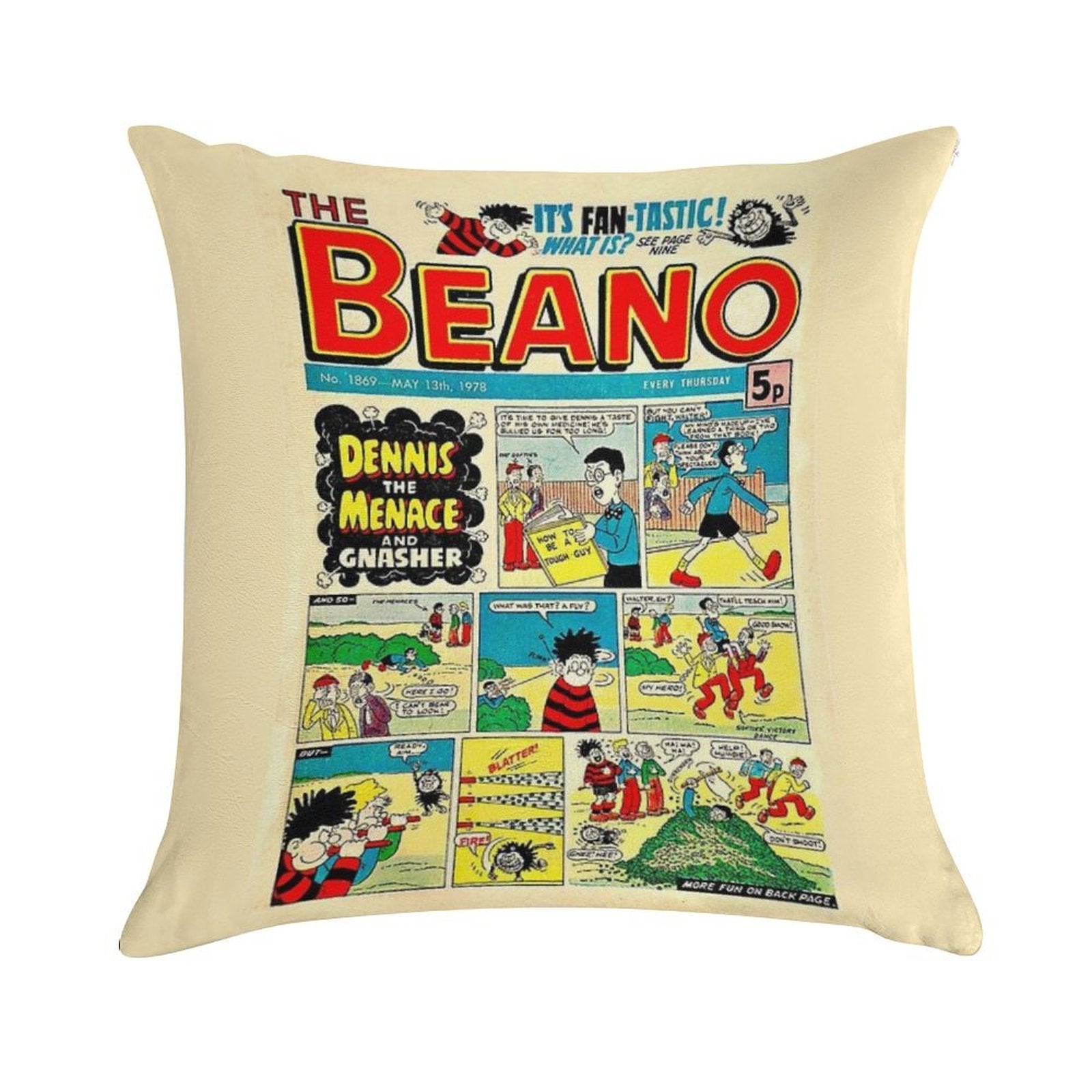 Vintage Beano Comic Soft Short Plush Fabric Throw Pillow
