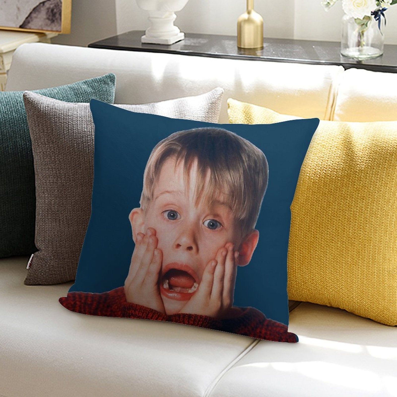 Kevin Mcallister Home Alone Scream Soft Fade-Resistant Throw Pillow