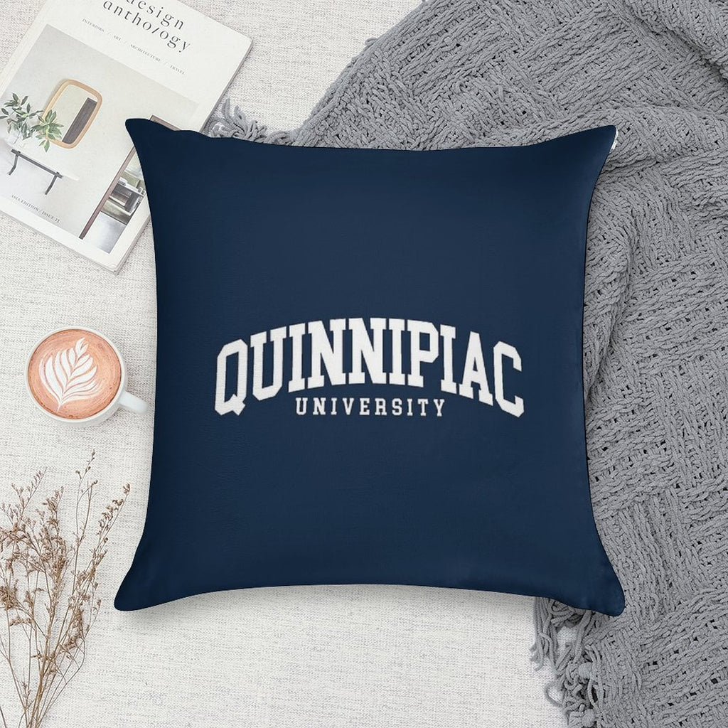 Quinnipac - College Font Curved Soft Hidden Zipper Throw Pillow