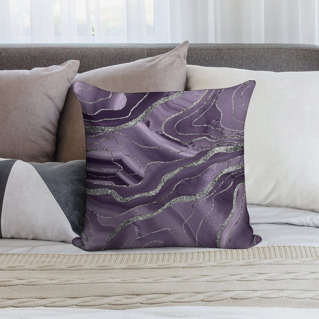 Lavender Agate Silver Glam #1 (Photo of Glitter Only - Not Reflective) Soft Hidden Zipper Throw Pillow