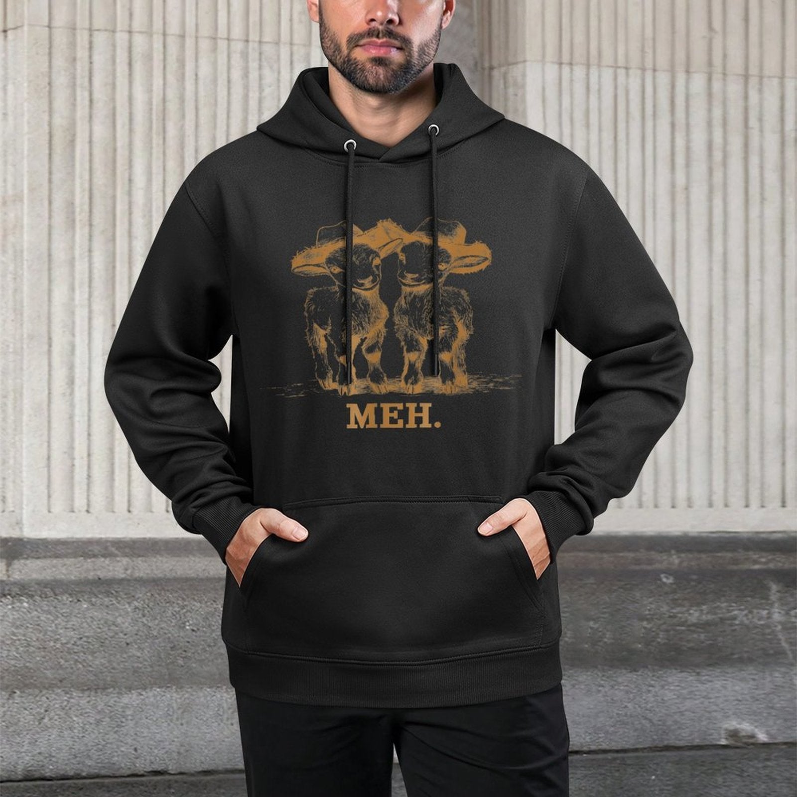 Meh Goat Meme Farm Animal Funny Farmer Animals Lover Layering Staple Hoodie