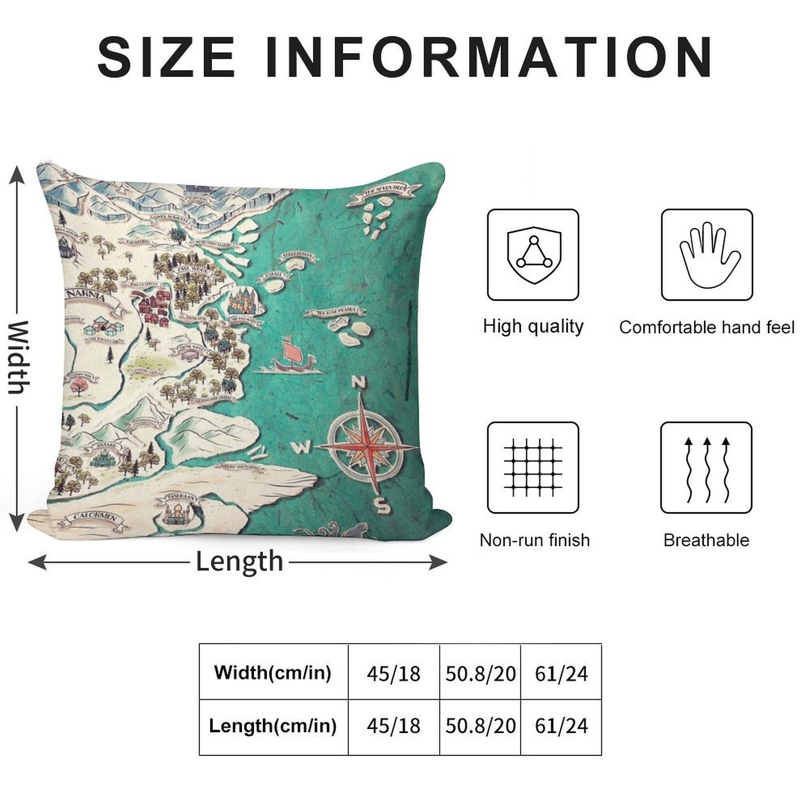 Map of Narnia Soft Fade-Resistant Throw Pillow