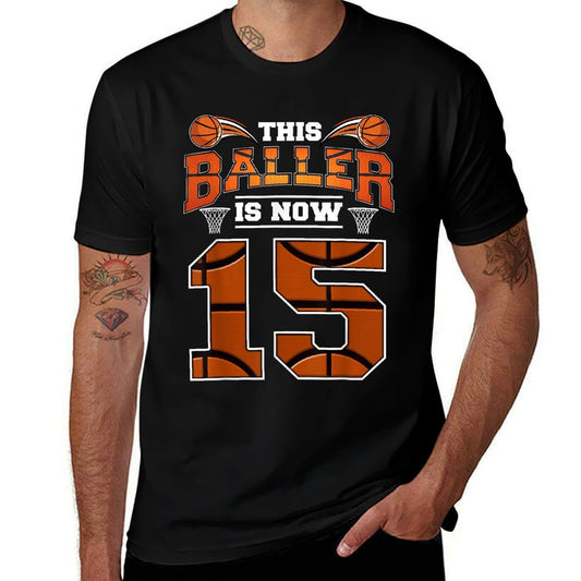 This Basketball Is Now 15 Basketball 15th Birthday Party Boy  Vintage-inspired T-Shirt