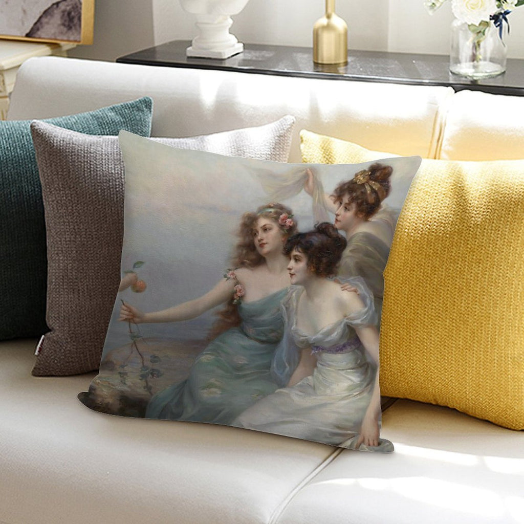 The Three Graces, by Edouard Bisson. Soft Decorative Cover Throw Pillow