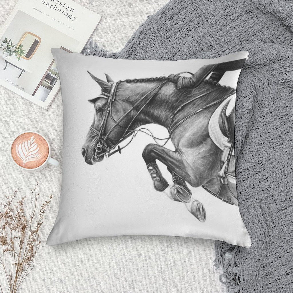 Flick - Showjumping Horse Soft Style Accent Throw Pillow