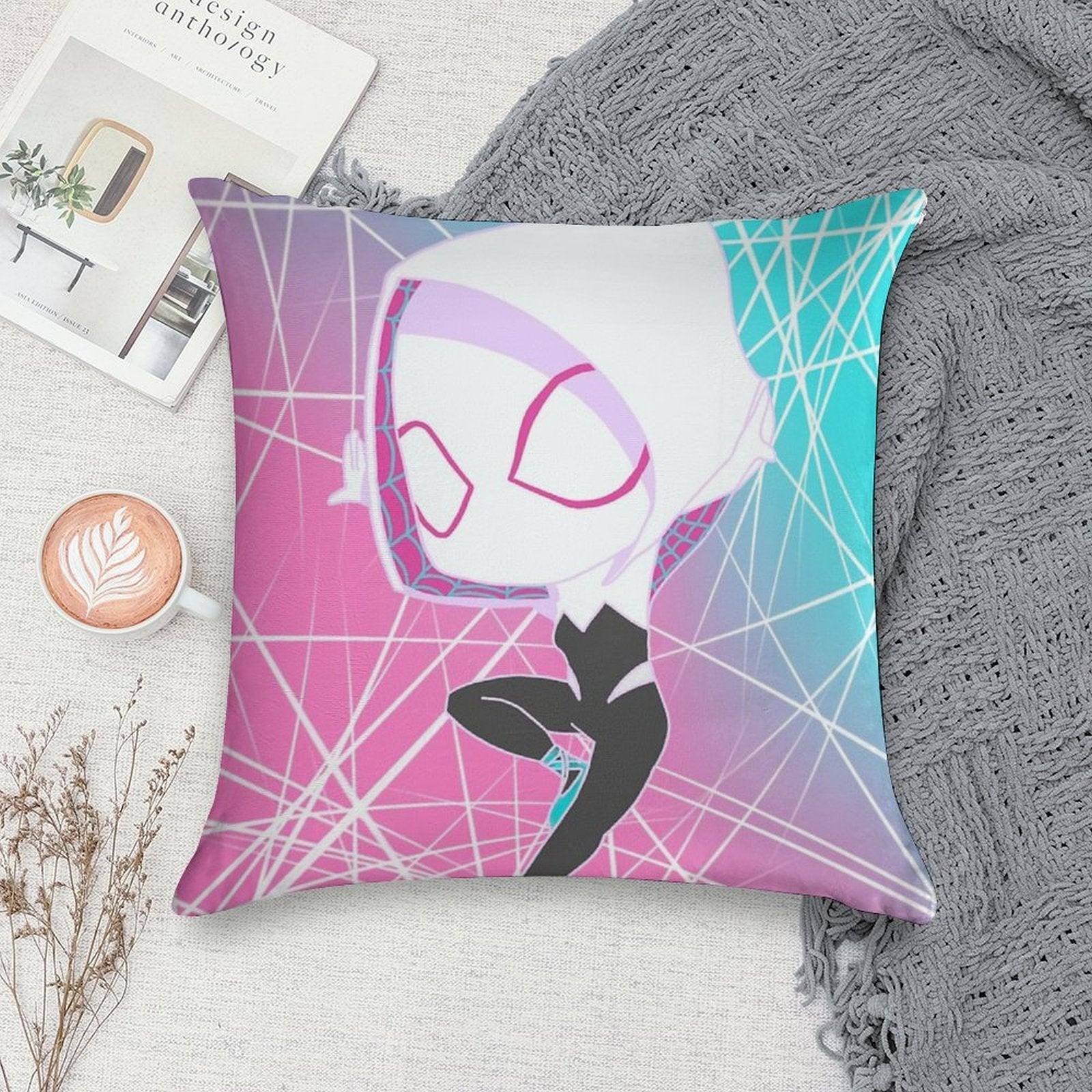 Spider Gwen Soft Decorative Cover Throw Pillow