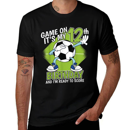12 Year Old Soccer Player Boy 12th Birthday Soccer Theme  Tagless Design T-Shirt