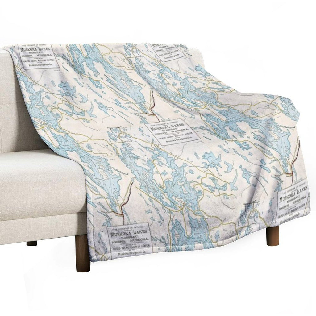 Vintage Muskoka Lakes Map Quick-dry Throw Blanket
