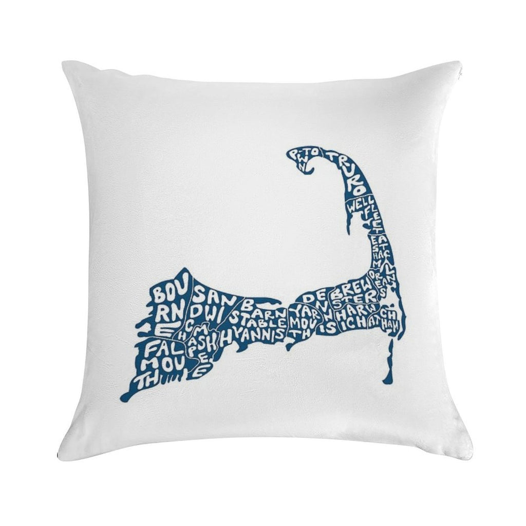 Hand Drawn Cape Cod Map Soft Luxury Feel Throw Pillow