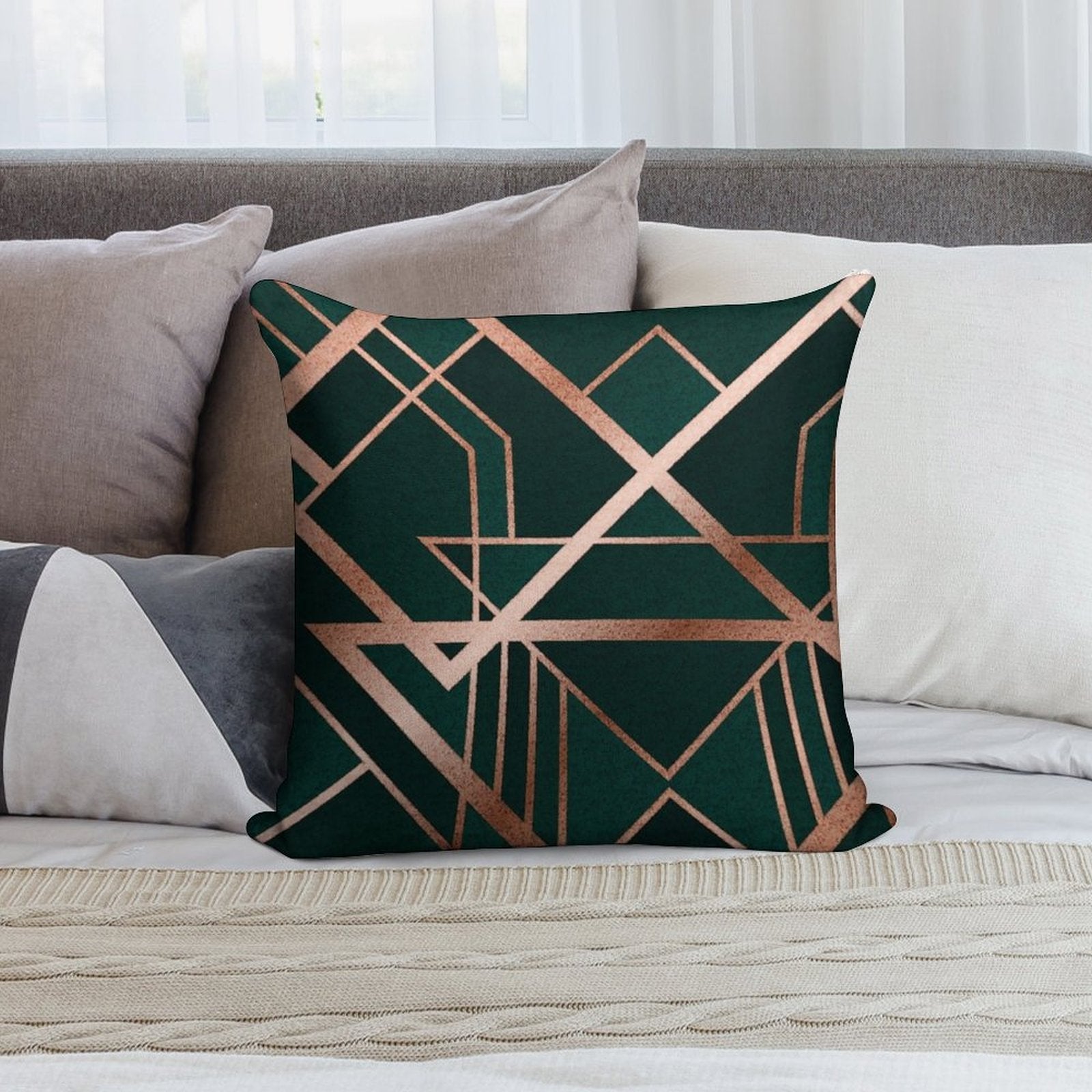 Green Art Deco Soft Multiple Sizes Throw Pillow