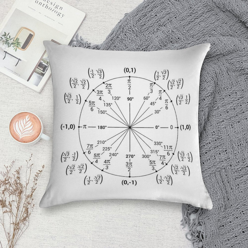Unit Circle Nerdy Math Guide Soft Fade-Resistant Throw Pillow