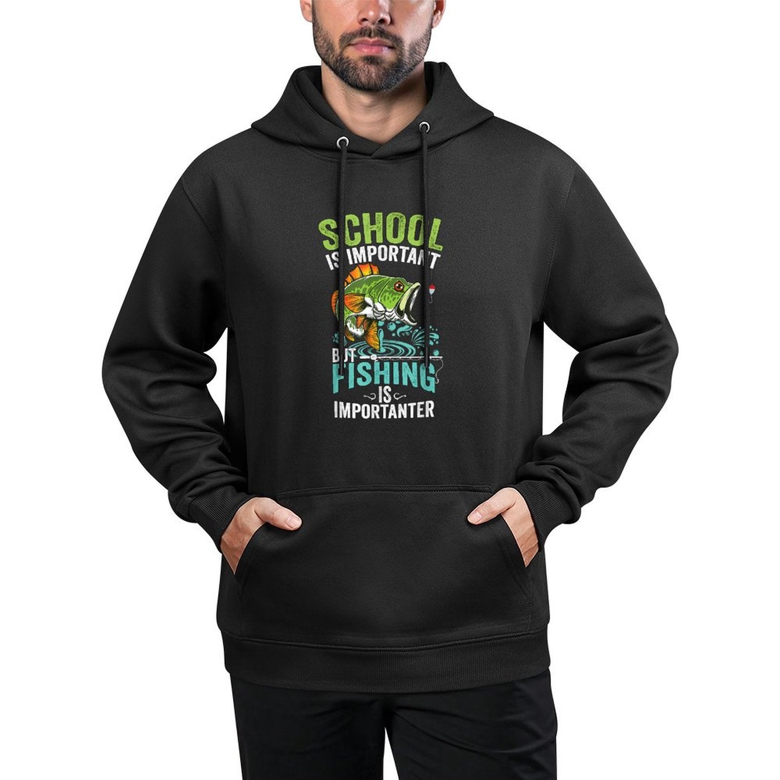 Funny Fishing For Boys Kids Fish Saying Bass Fisherman Adjustable Hood Hoodie