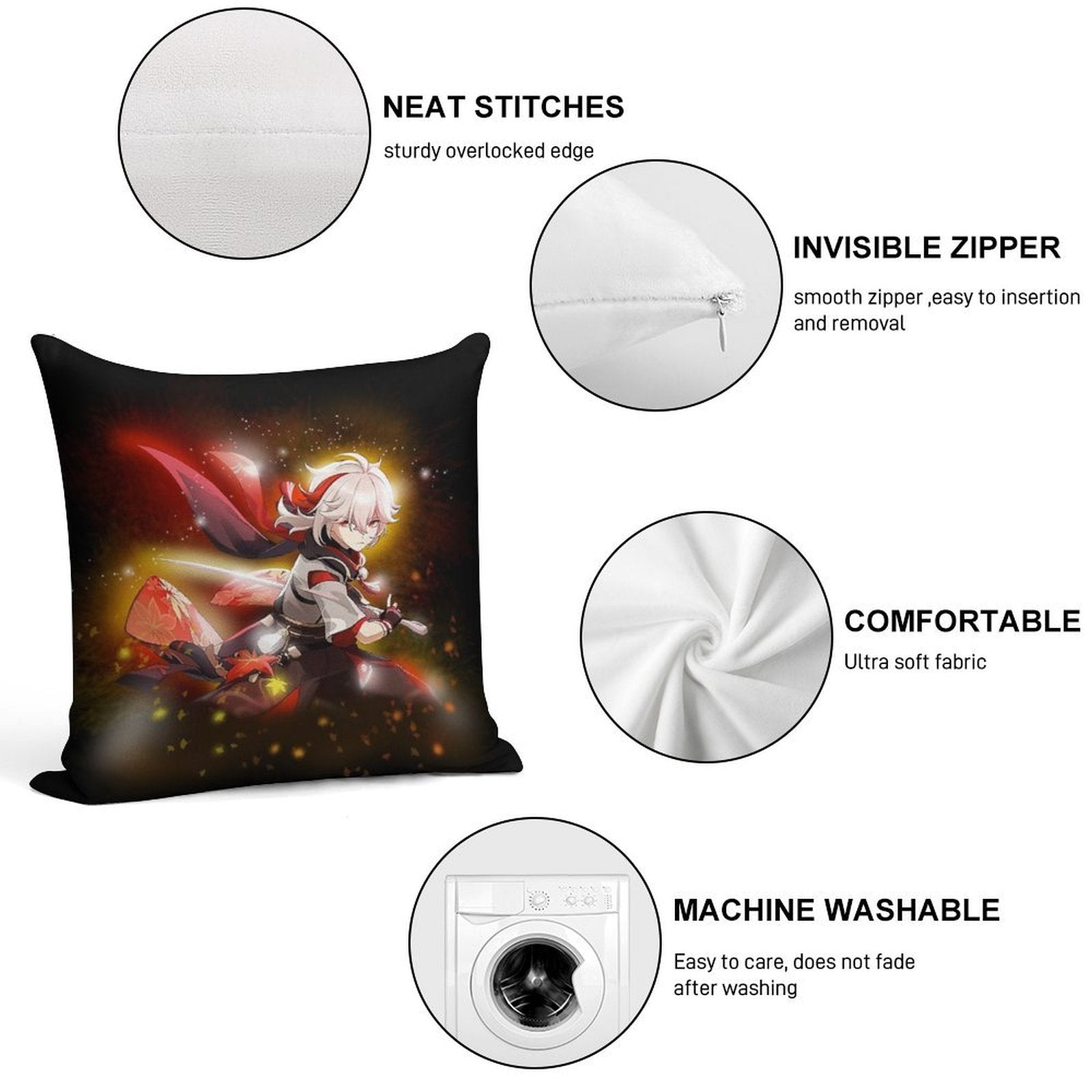 Kaedehara Kazuha Genshin Impact Soft Bedroom Essential Throw Pillow
