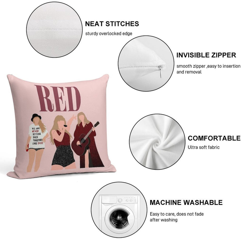 Taylor Swift Red Eras Tour Art Soft Bedroom Essential Throw Pillow