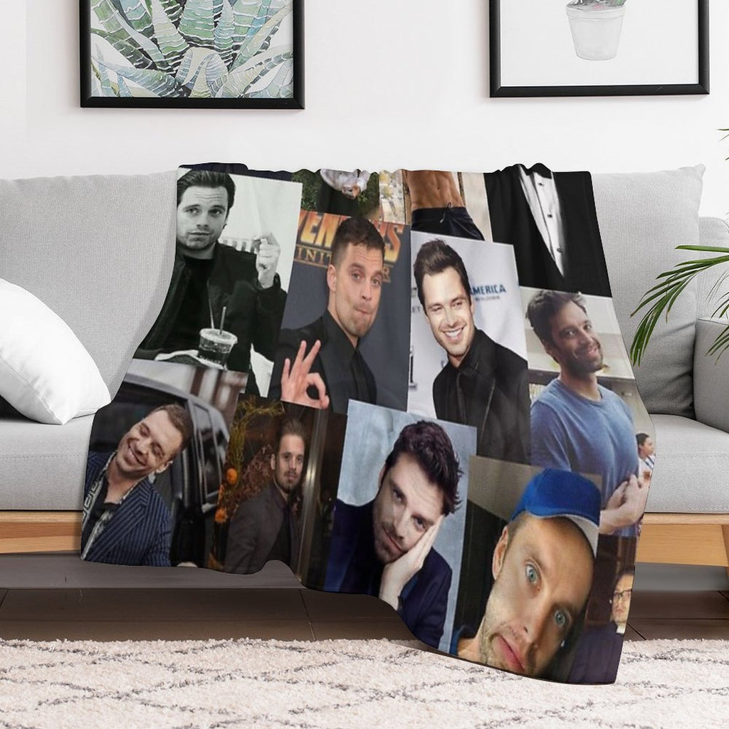 Sebastian Stan Pic Collage Lightweight Throw Blanket