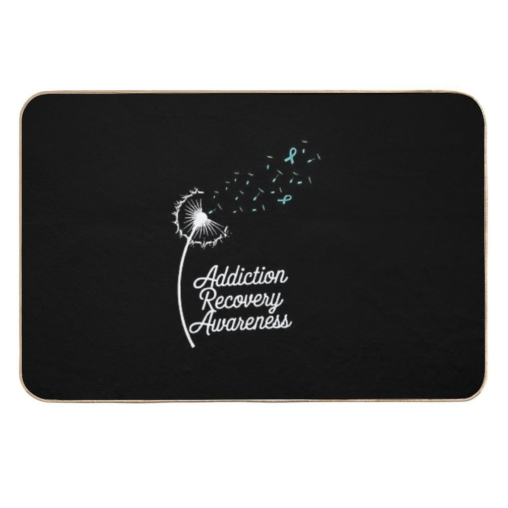 Addiction Recovery Awareness Dandelion Teal Ribbon  Odorless Bath Mat