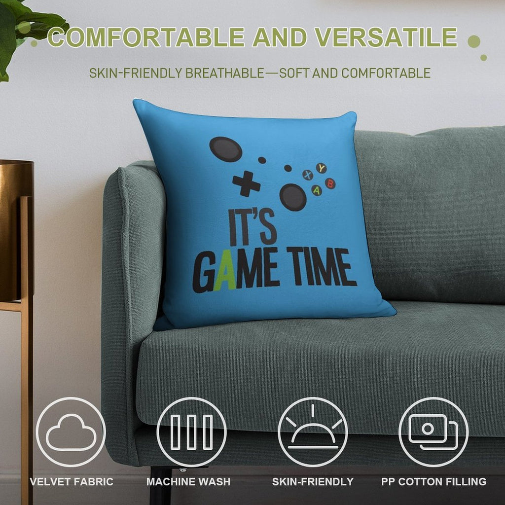 It's Game Time - BLUE Soft Hidden Zipper Throw Pillow