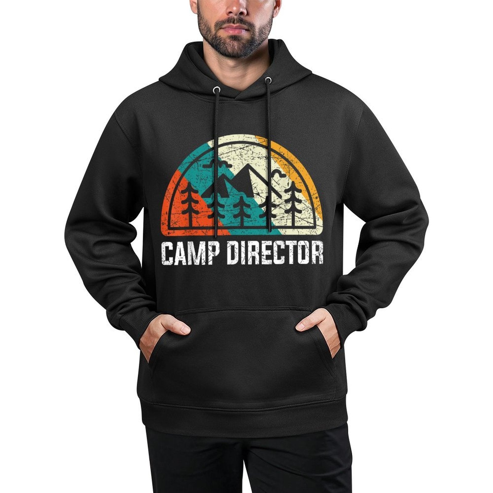 Camp Director - Retro Camping Vintage Graphic Minimalist Machine Washable Hoodie