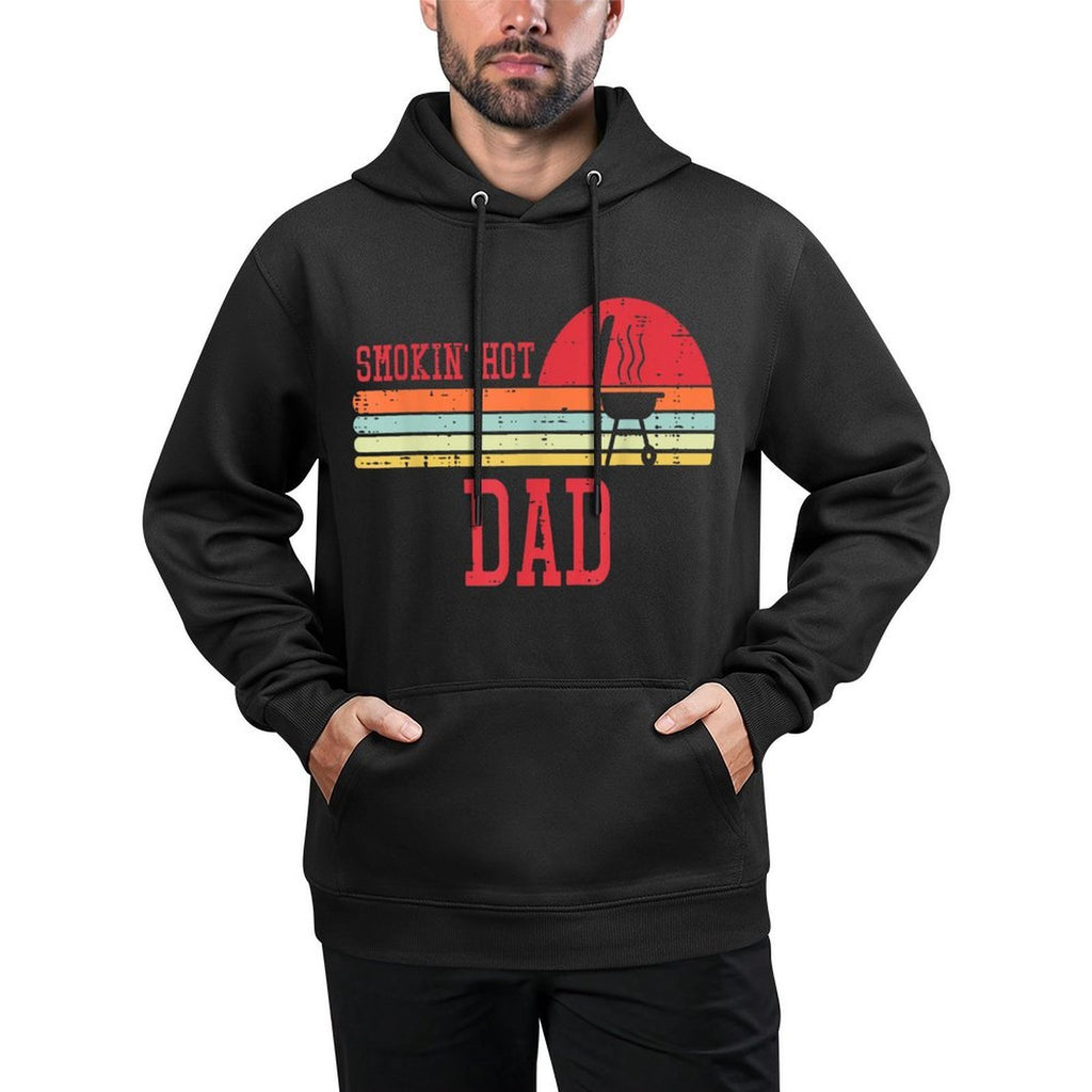 Smokin Hot Dad Chest Sunset Retro Grill Bbq Daddy Papa Men Colorfast Hoodie