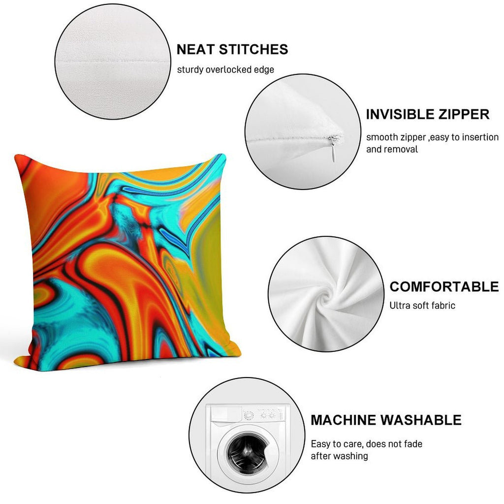 Vivid Modern Southwest Hipster Turquoise Orange Swirls Soft Hidden Zipper Throw Pillow