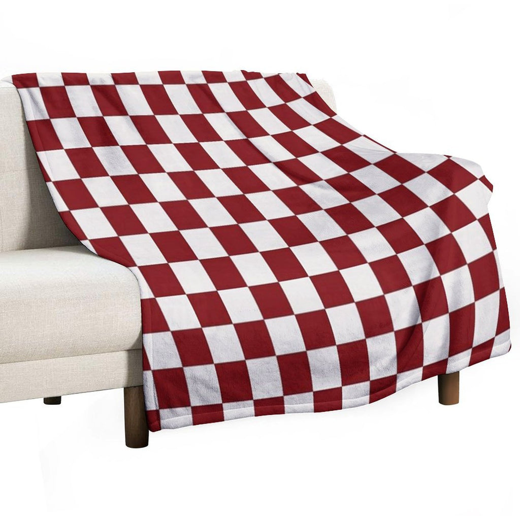 Checkerboard Cherry & Cream Machine-washable Throw Blanket