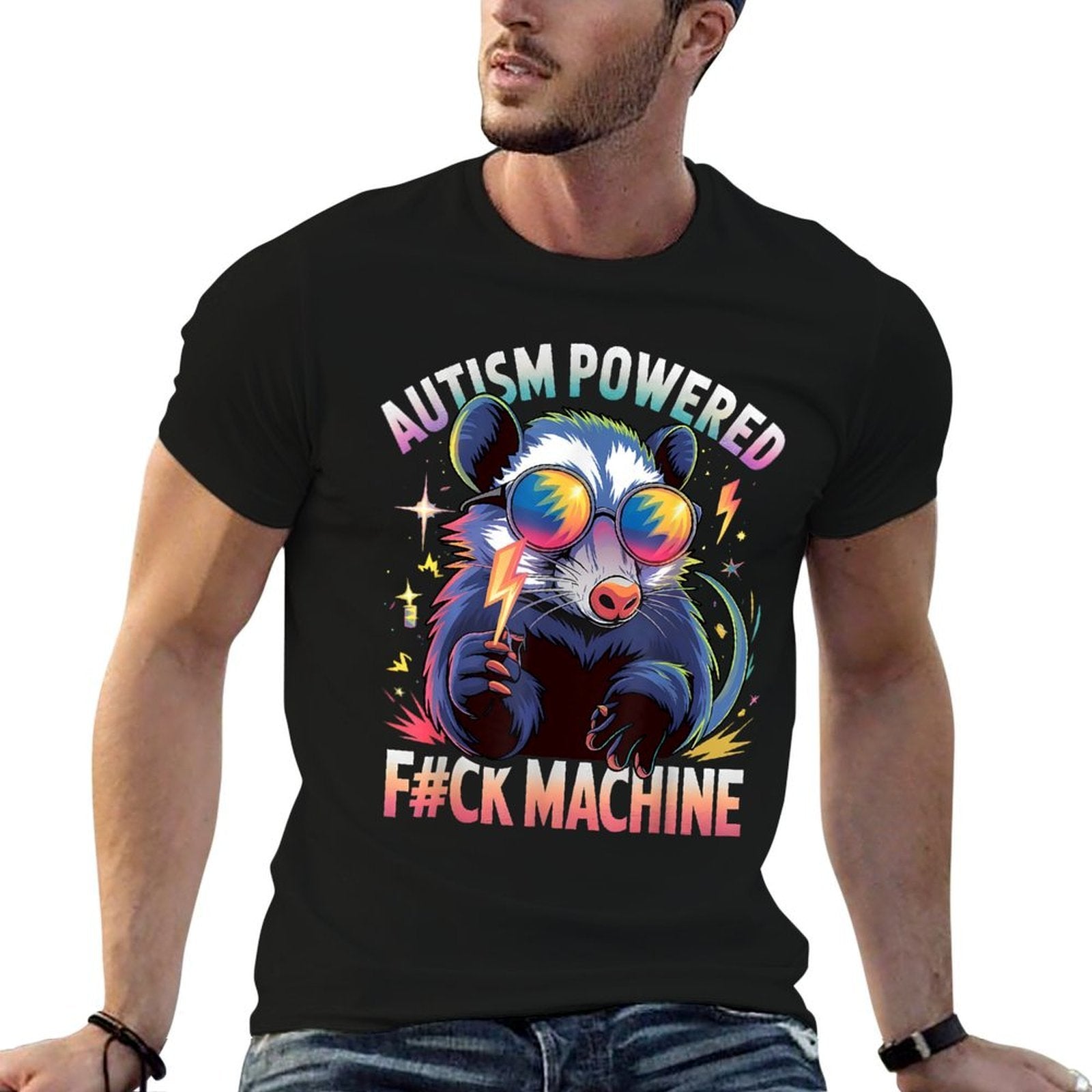 Autism Powered F#ck Machine Funny Meme Opossum Autistic Comfortable T-Shirt