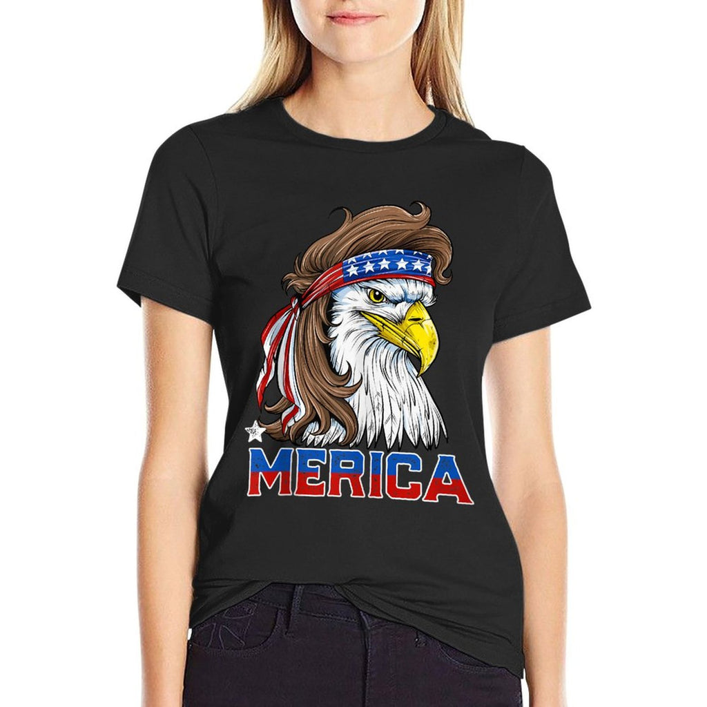 Merica Eagle Mullet 4th of July Men Women American USA  Relaxed-fit T-Shirt