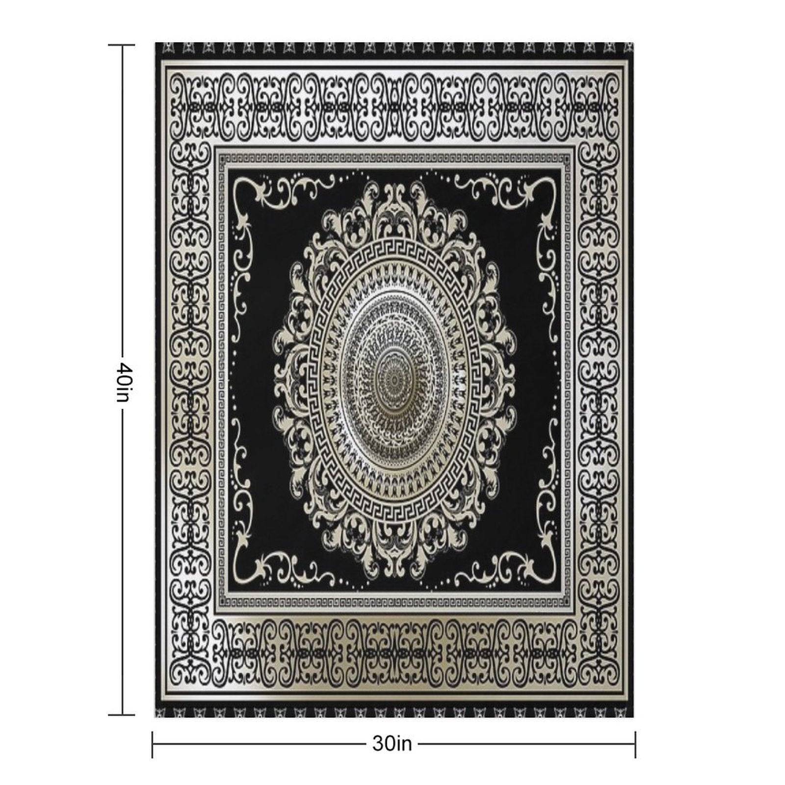 Ornate Greek Key Medallion Khaki And Black Durable Throw Blanket