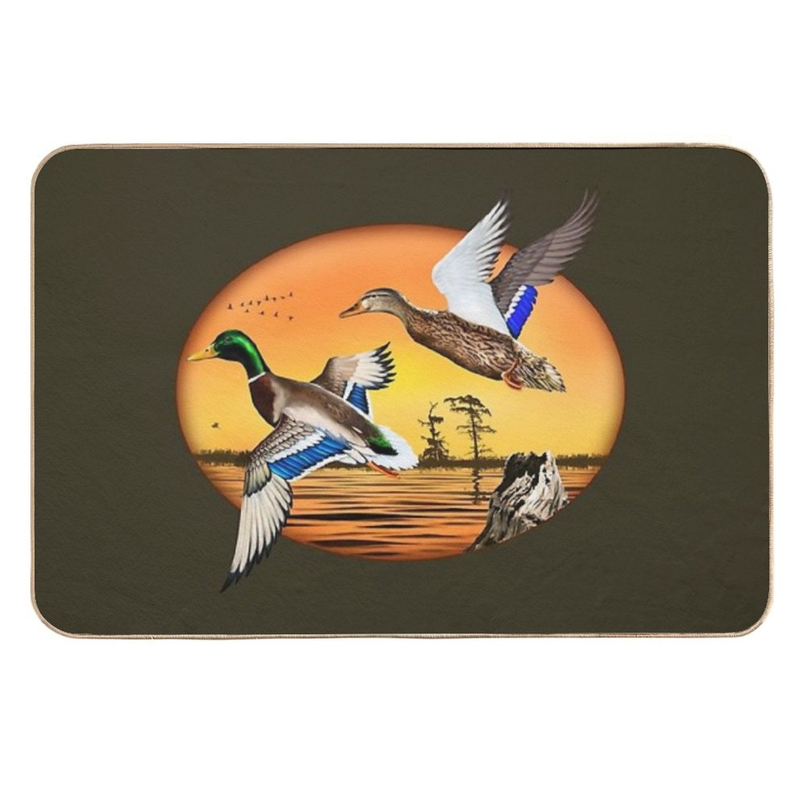 Mallard Ducks at Sunset  Easy To Clean Bath Mat