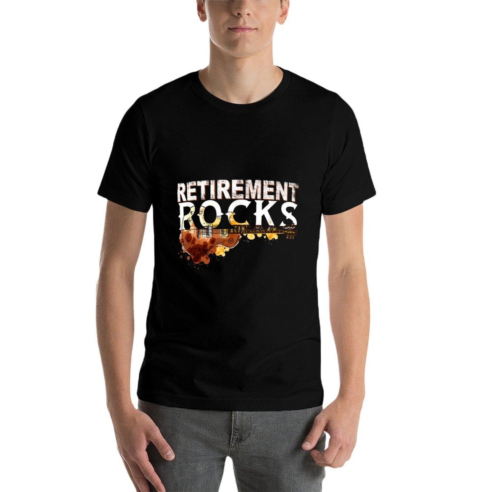 Retirement Rocks Guitar Old Rockers Retired  Fade-proof Color T-Shirt