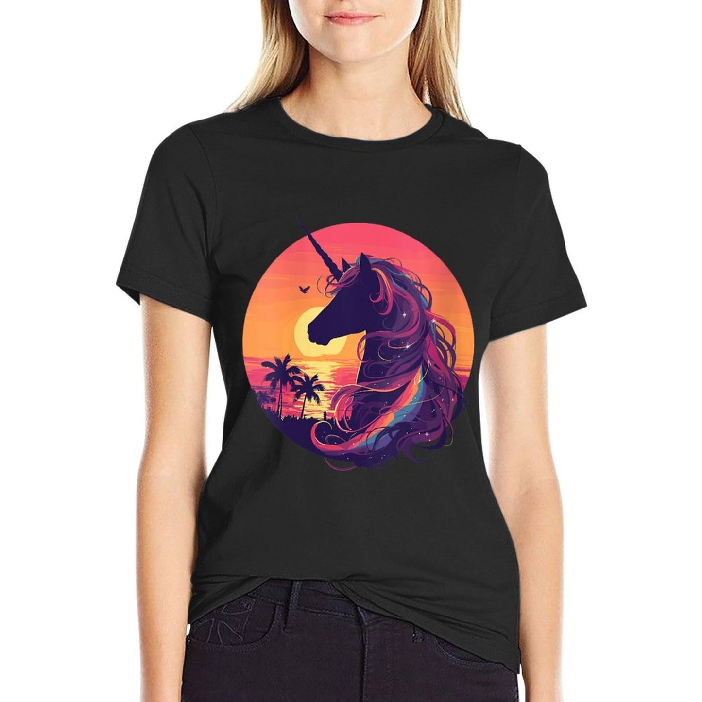 Womens Majestic Sunset Unicorn Art Mystical Creature Fantasy  Affordable Price T-Shirt