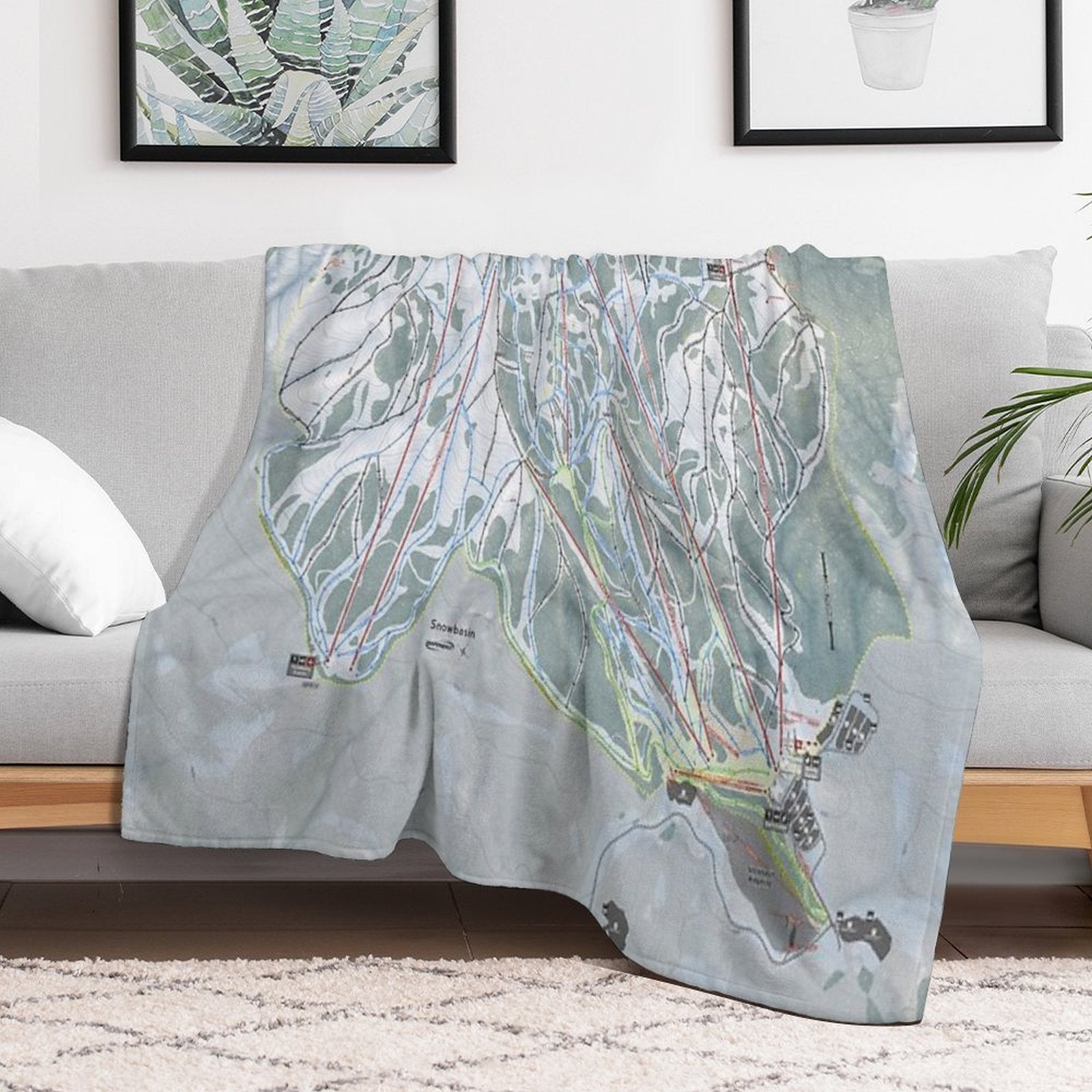 Snowbasin Resort Trail Map Comfort Throw Blanket