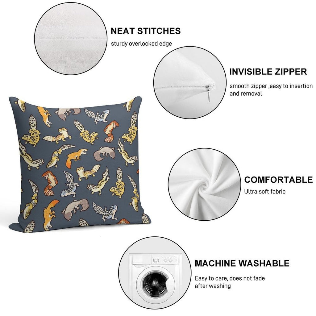 Chub Geckos in Dark Grey Soft Hidden Zipper Throw Pillow