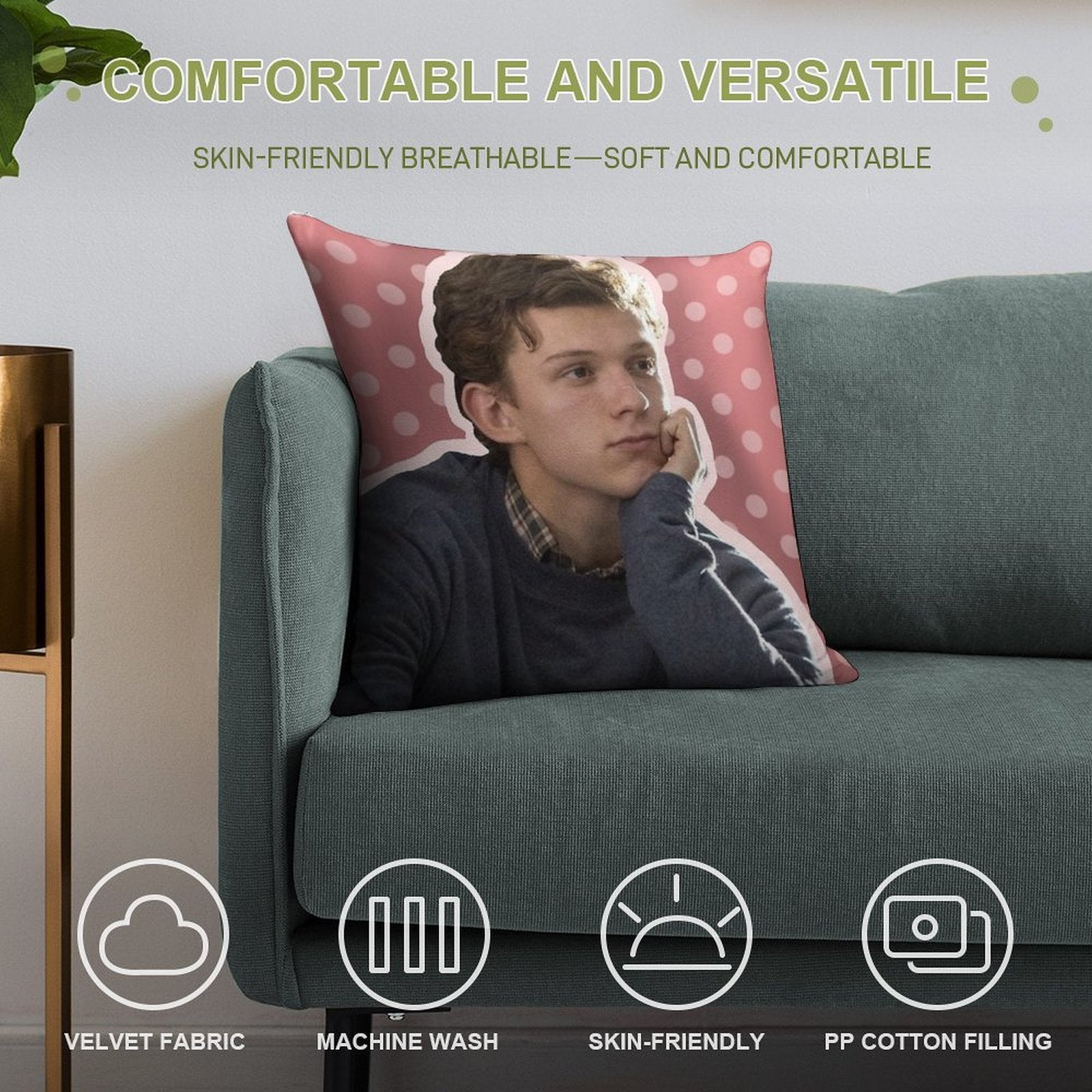 Tom Holland (again) Soft Decorative Cover Throw Pillow
