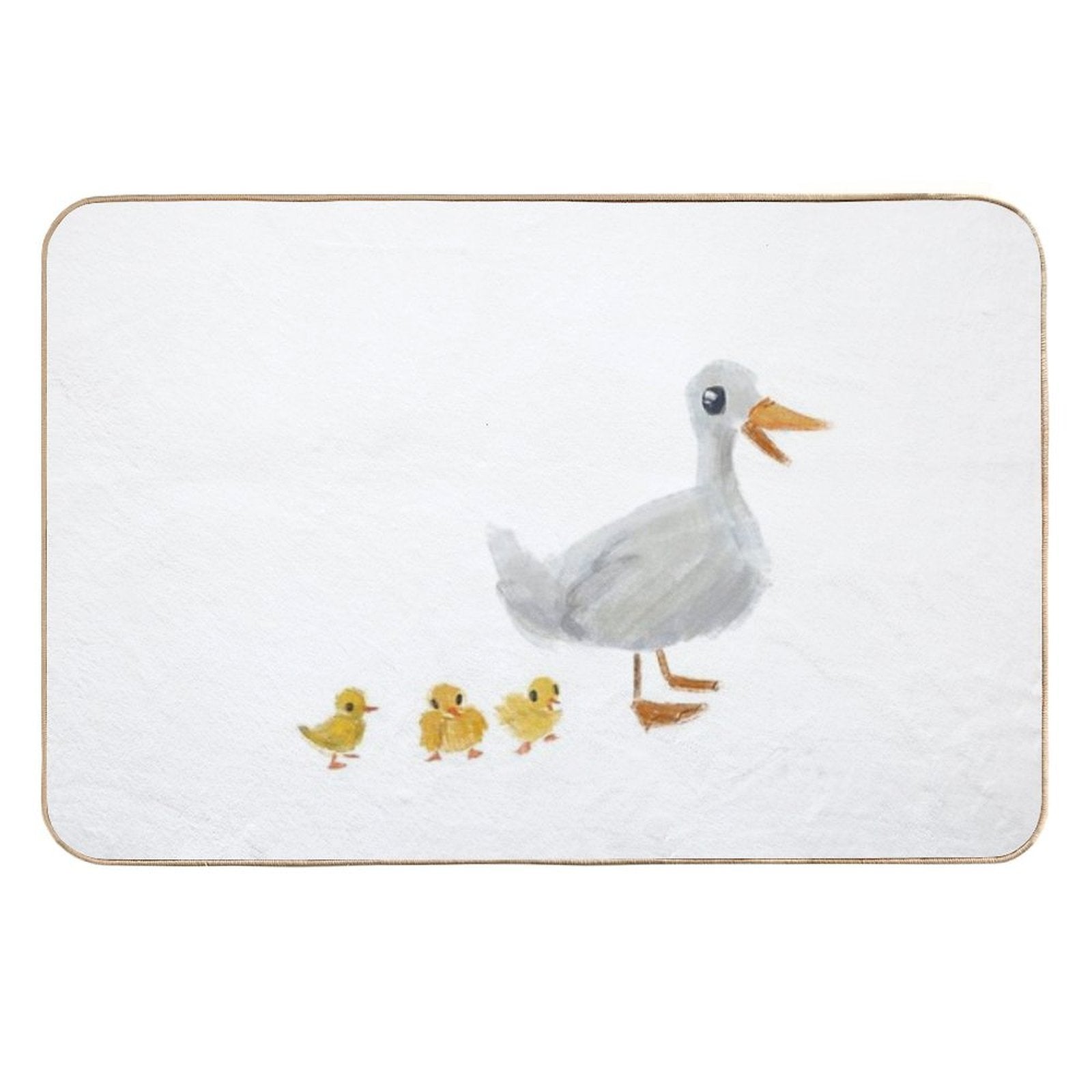 Mama Duck And Ducklings Cute Bird Pastel Drawing  Odorless Bath Mat