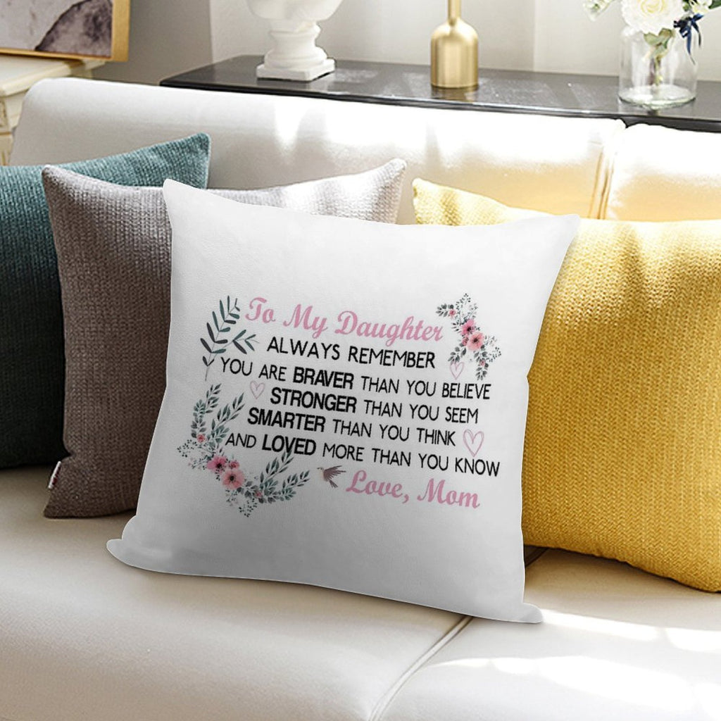 Gifts for Daughter From Mom, Daughters Birthday Gift, Heart with Inspirational Words, to My  Daughter, Body Burlap Throw Pillow Soft Anti-Pilling Throw Pillow