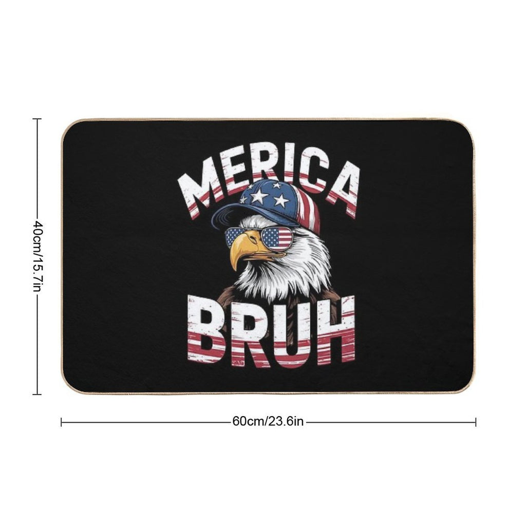 Bruh Fourth 4th Of July Eagle American Patriotic  Fade-Resistant Bath Mat