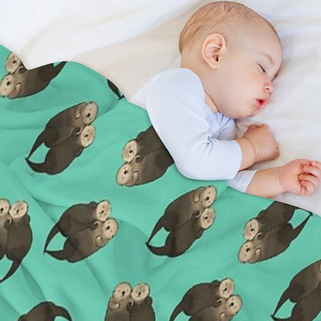 Significant Otters - Otters Holding Hands Anti-pilling Throw Blanket