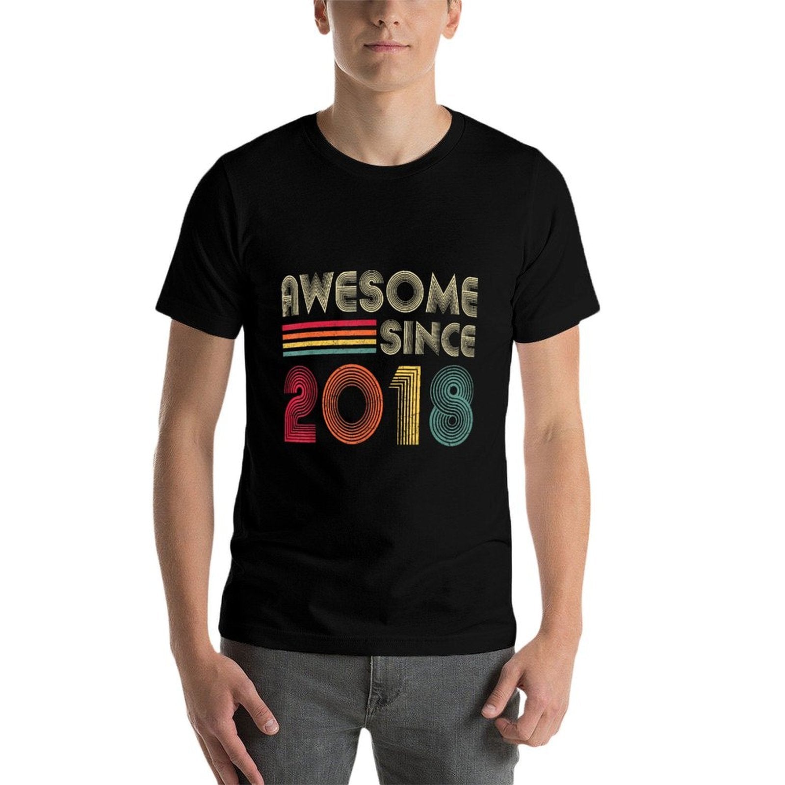 Awesome Since 2018 4th Birthday Retro  High-quality Stitching T-Shirt