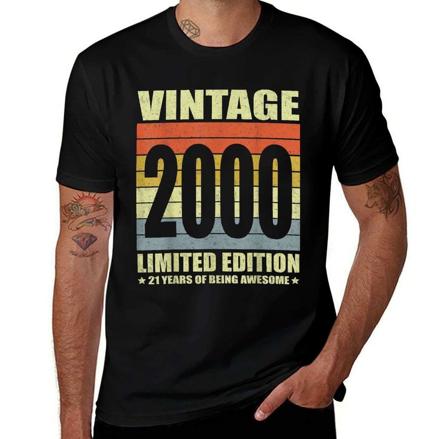 21 Year Old Gifts Vintage 2000 Limited Edition 21st Birthday  Oversized Silhouette T-Shirt