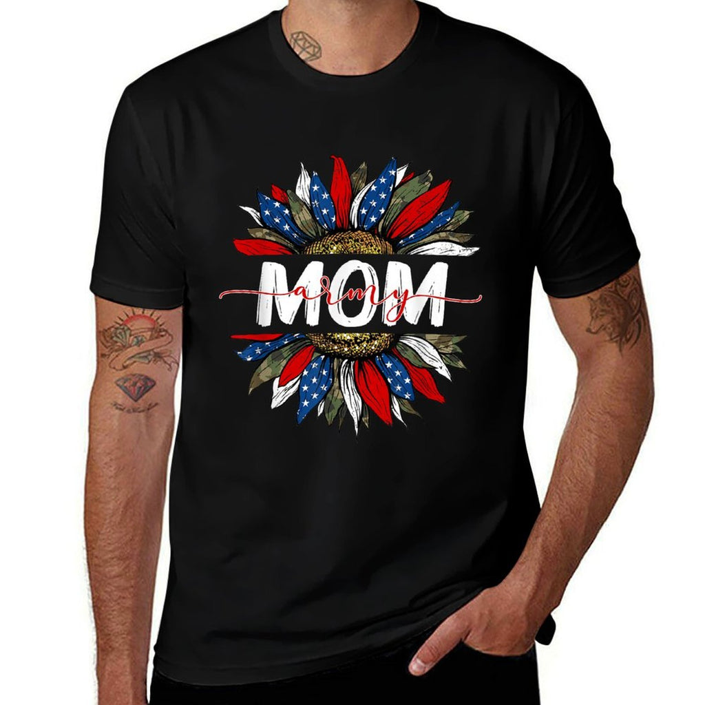 Army Mom Patriotic Sunflower Happy Fourth 4th Of July  Odor-resistant T-Shirt