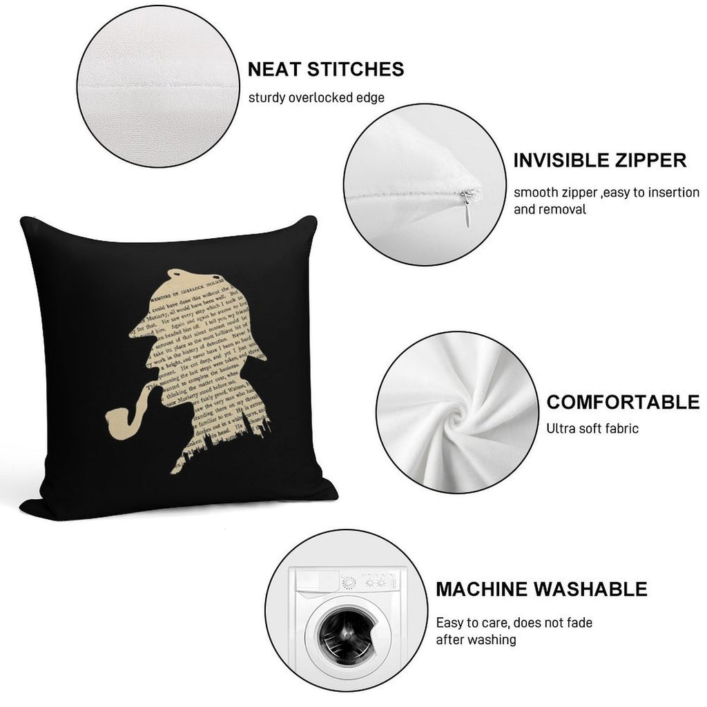 Classic Sherlock Holmes Soft Easy Maintenance Throw Pillow