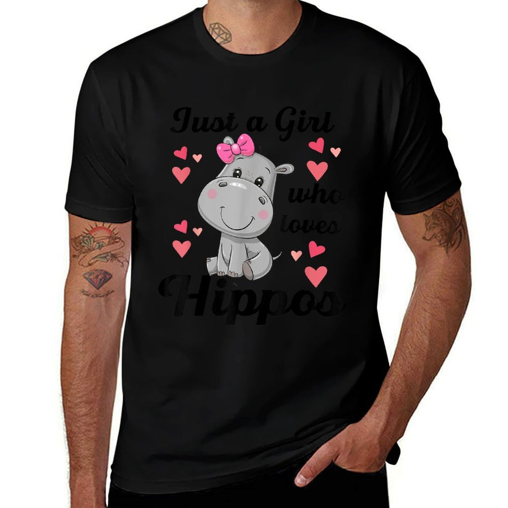 Cute Hippo-Shirt Just A Girl Who Loves Hippo Kids Toddler  Fade-proof Color T-Shirt