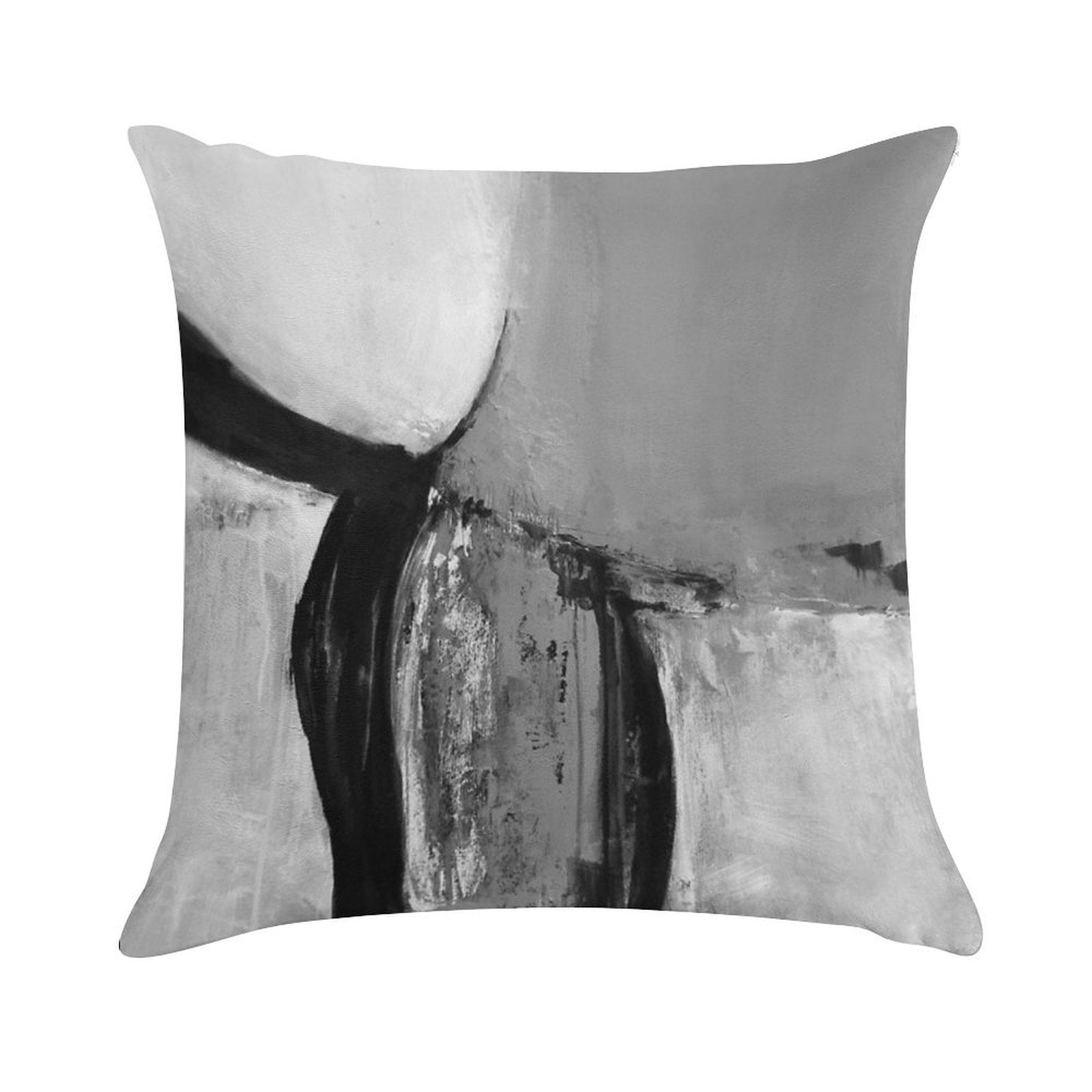 Black White Gray Abstract Soft Anti-Pilling Throw Pillow